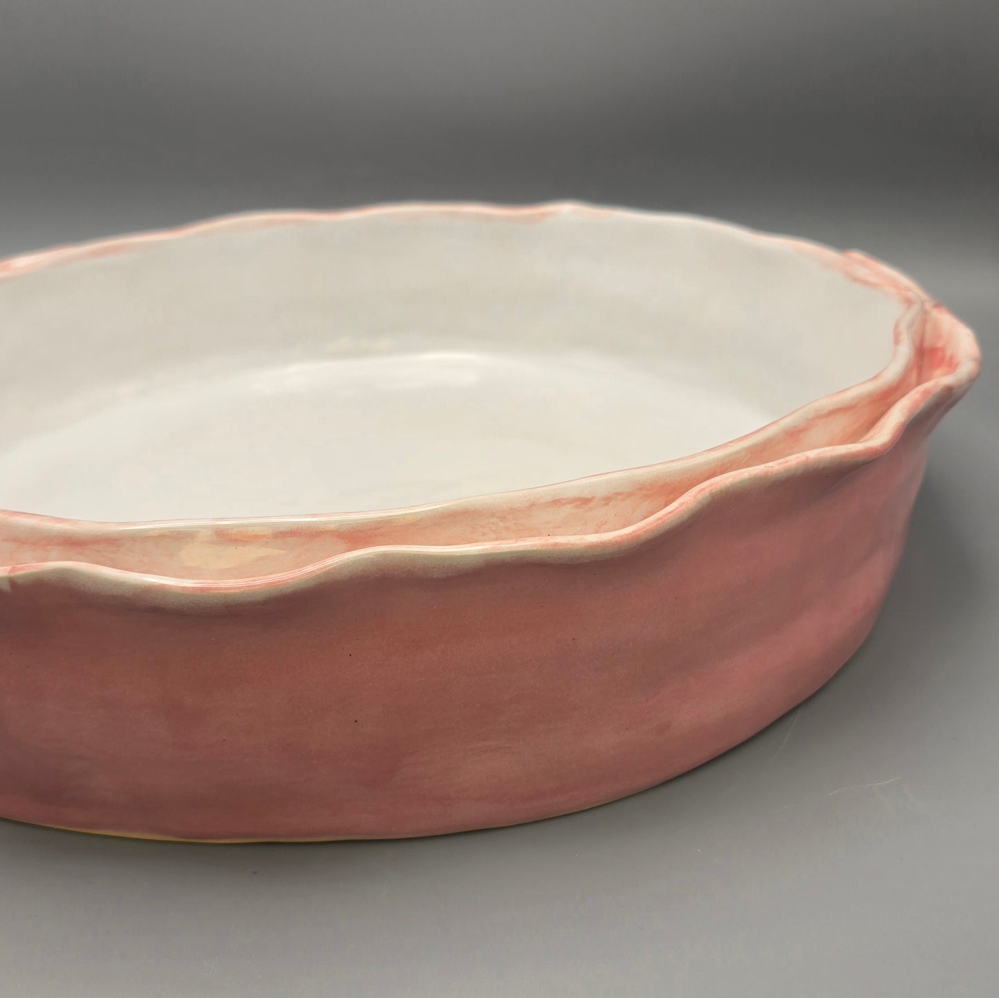 Double Ruffle Pink Serving Dish Large