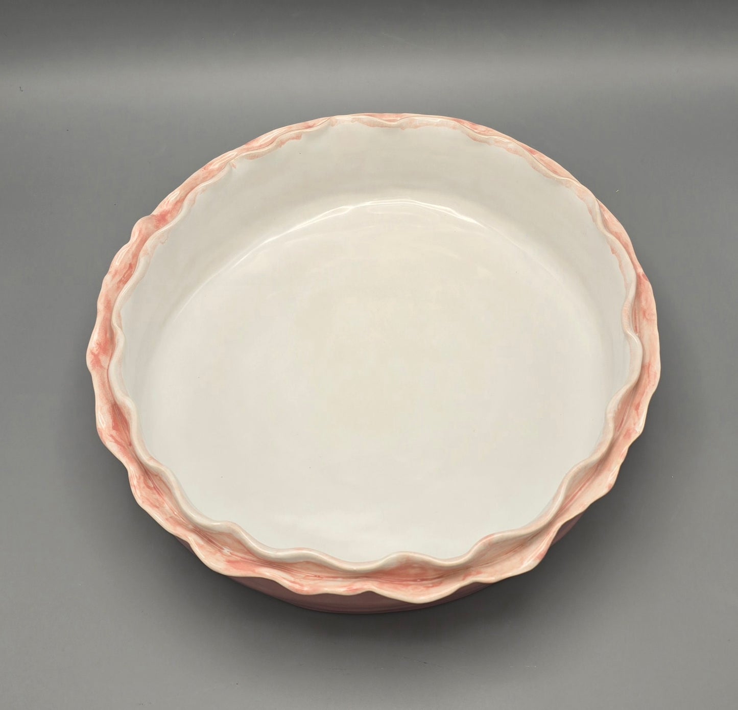 Double Ruffle Pink Serving Dish Medium