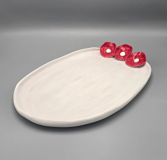 Bloom White and Red Flat Plate Large