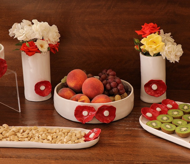 Bloom White and Red Vase