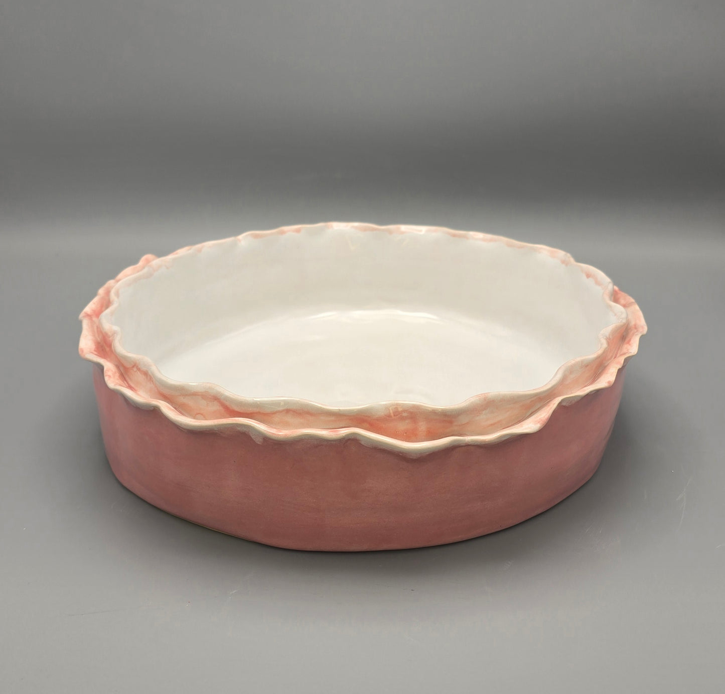 Double Ruffle Pink Serving Dish Medium