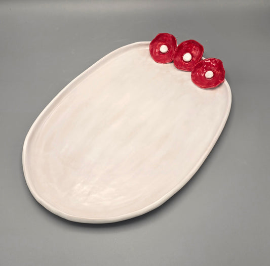 Bloom White and Red Flat Plate Large