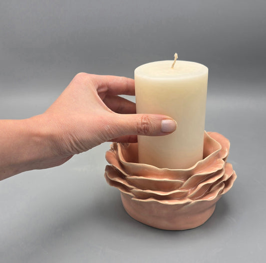 Petal Light Peach Candle Holder