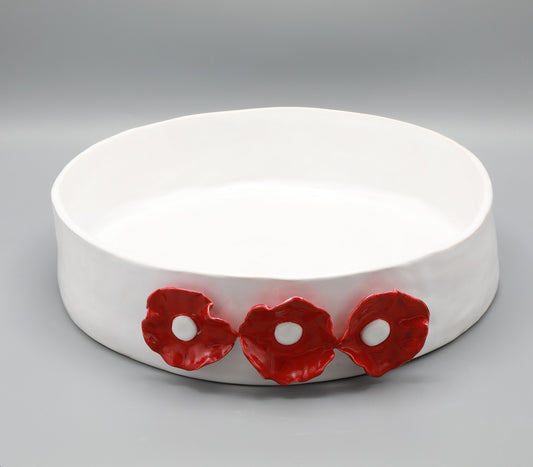 Bloom White and Red Serving Dish Large