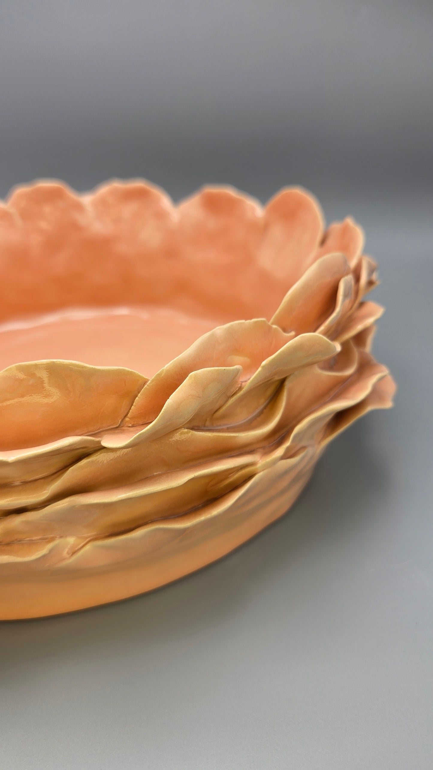 Petal Light Peach Serving Dish & Centerpiece Large High