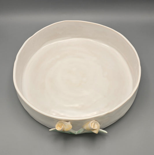 Calla Mist White Serving Dish Large