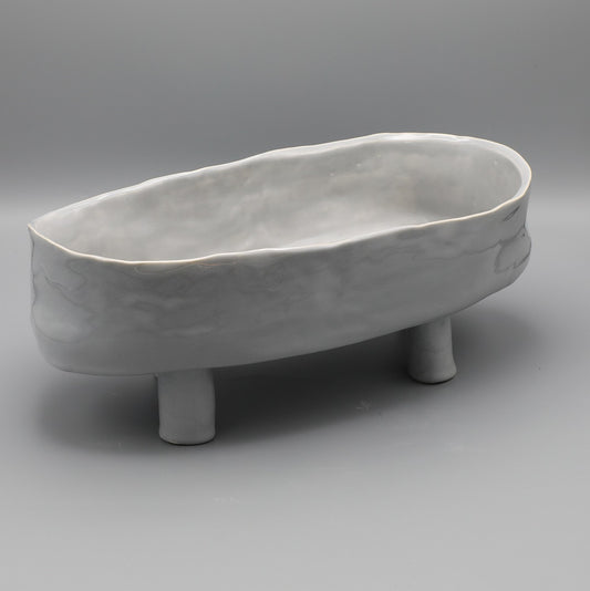 Calla Mist Oval Grey Serving Dish Large